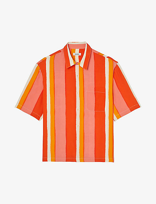 SANDRO: Striped short-sleeved woven shirt