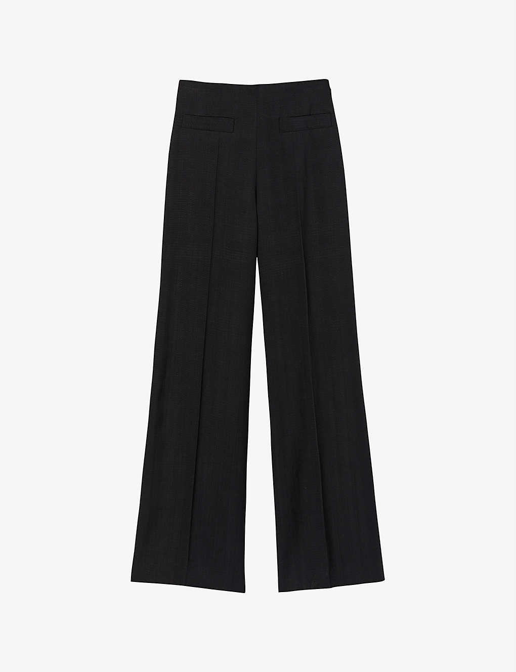 Sandro Womens Black Wide-leg High-rise Woven Trousers