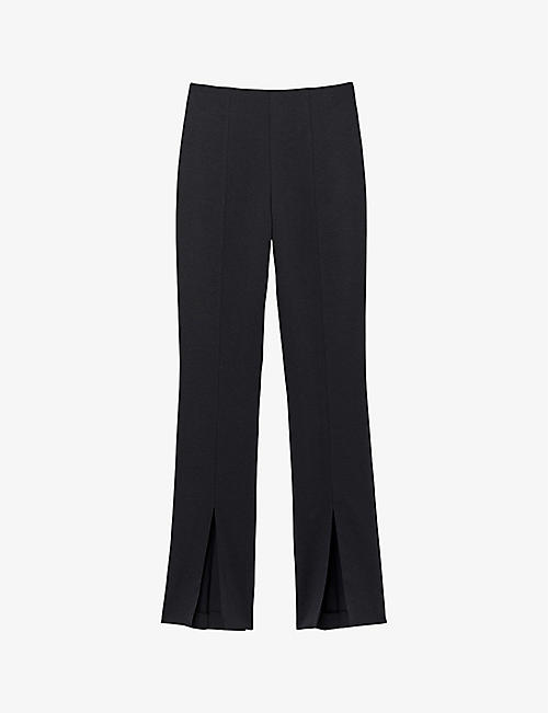 SANDRO: Havre flared front-slit woven trousers