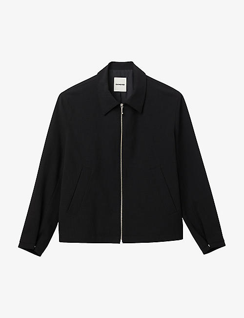 SANDRO: Collared zip-up stretch-woven jacket