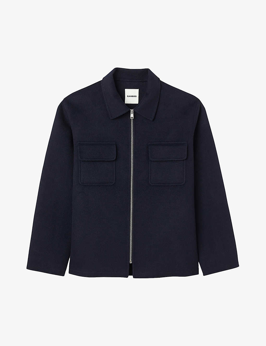 Sandro Mens Bleus Beta Zip-through Wool-blend Jacket