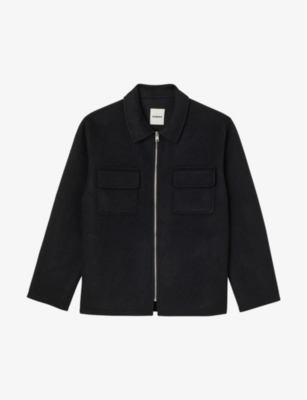 Sandro Mens Noir / Gris Beta Zip-through Wool-blend Jacket