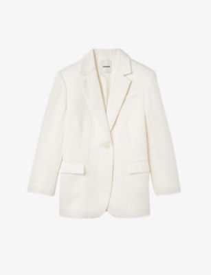 Sandro Womens Naturels Single-breasted Woven Blazer