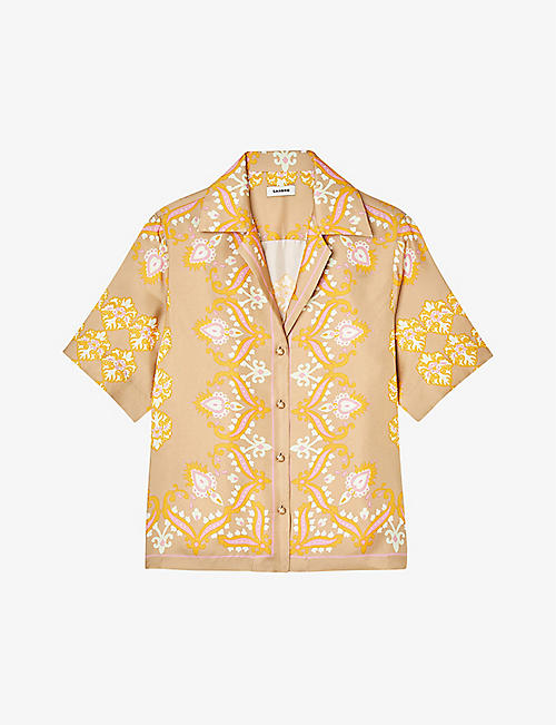 SANDRO: Graphic-print silk shirt