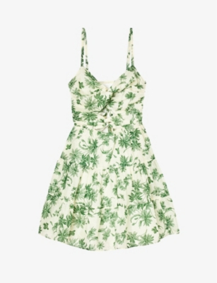 Sandro Nances Palm-tree-print Minidress In Verts | ModeSens