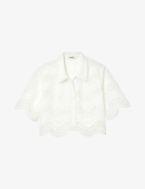 SANDRO: Guipure floral-pattern woven shirt