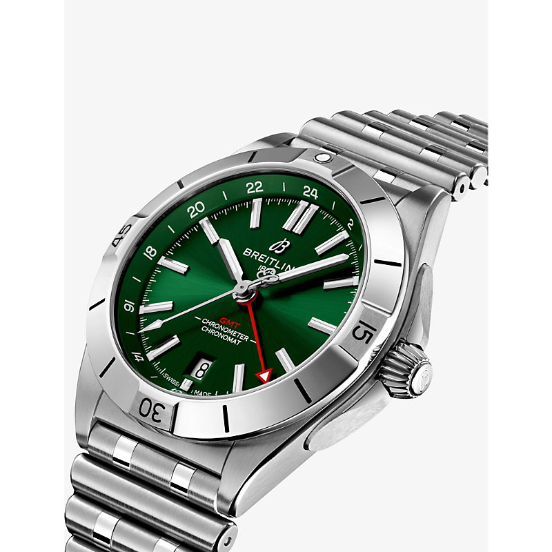 Shop Breitling Mens Green A32398101l1a1 Chronomat Gmt 40 Automatic Stainless Steel Watch