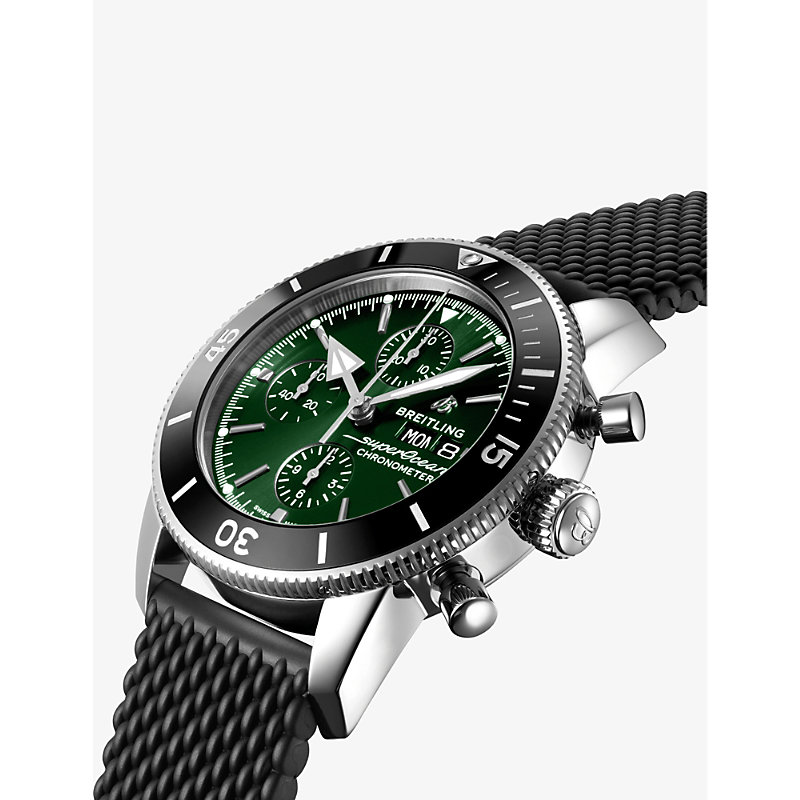 Shop Breitling Mens Green A13313121l1s1 Superocean Heritage Stainless-steel And Rubber Automatic Watch