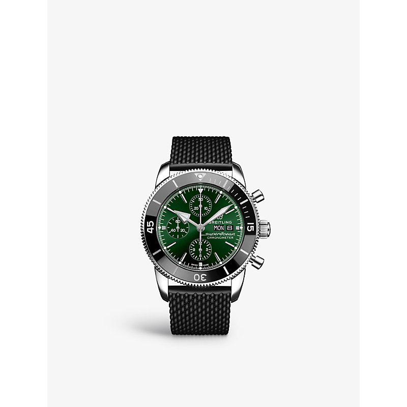 Breitling Mens Green A13313121l1s1 Superocean Heritage Stainless-steel And Rubber Automatic Watch