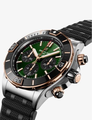 Shop Breitling Mens Green Ub0136251l1s1 Super Chronomat Automatic Stainless Steel Watch