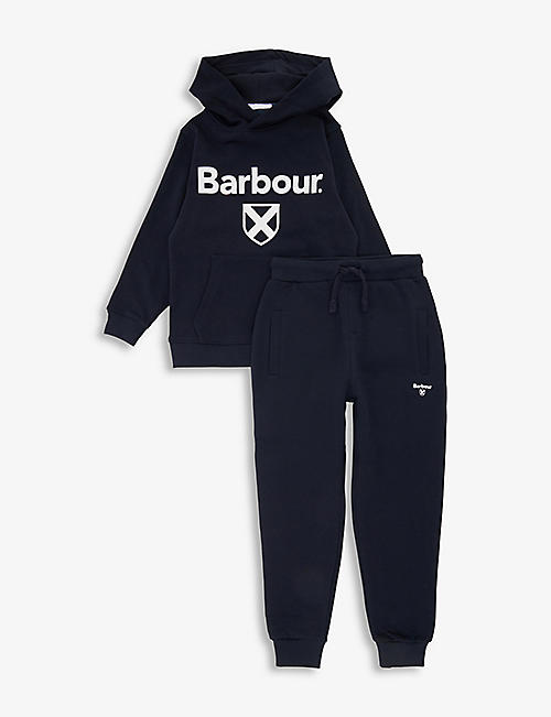 BARBOUR: Brand-print cotton-jersey tracksuit 6-15 years