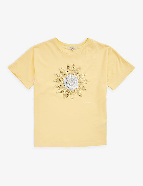BARBOUR: Sequin-embellished round-neck cotton-jersey T-shirt 6-13 years