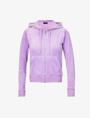Juicy Couture Womens Sheer Lilac Robertson Logo-embroidered Velour Hoody In Sheer Lilac