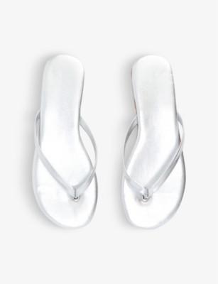 Shop Melissa Odabash Women's Silver Branded Leather Sandals
