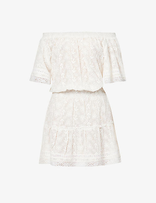 MELISSA ODABASH: Michelle floral-embroidered woven mini dress