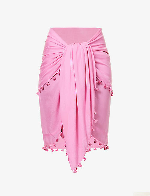 MELISSA ODABASH: Pareo pop-pom-embellished cotton and silk-blend sarong