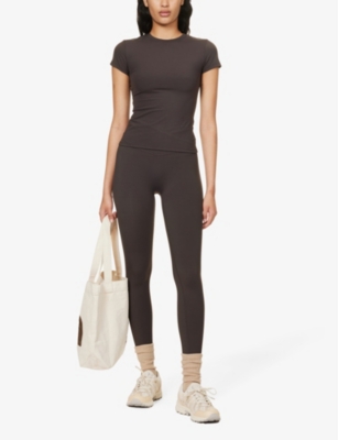 Shop Adanola Womens Coffee Bean Ultimate Mid-rise Stretch-woven Leggings