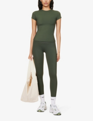 Adanola Womens Dark Olive Ultimate Mid-rise Stretch-woven Leggings In Dark Olive