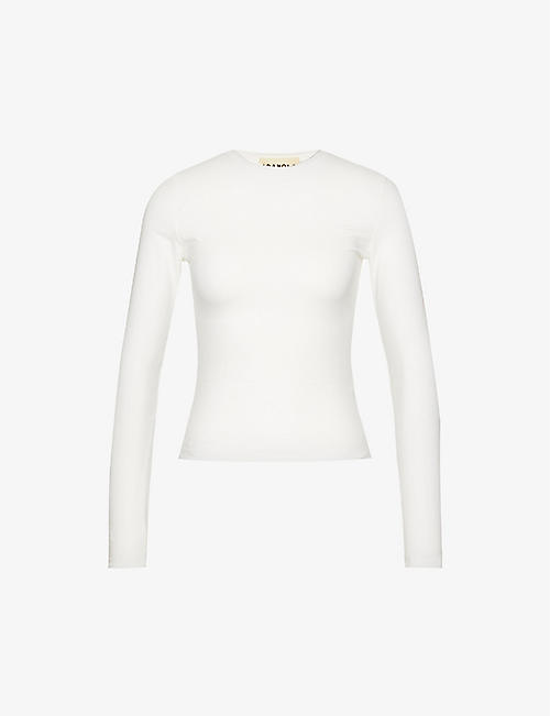 ADANOLA: Slim-fit brand-embroidered stretch-cotton top