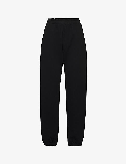 ADANOLA: Logo-embroidered tapered mid-rise cotton jogging bottoms