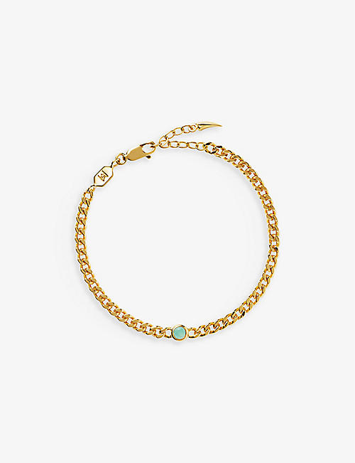 MISSOMA: March birthstone recycled 18ct yellow gold-plated vermeil sterling-silver and aqua chalcedony bracelet