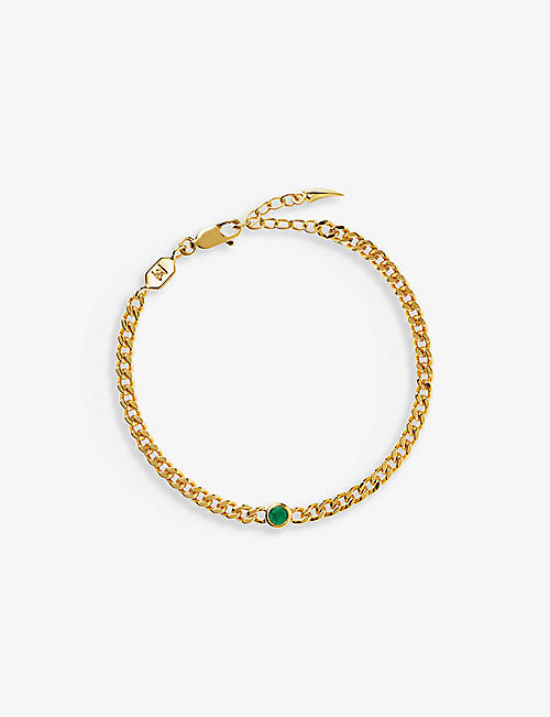 MISSOMA: May birthstone recycled 18ct yellow gold-plated vermeil sterling-silver and green chalcedony bracelet