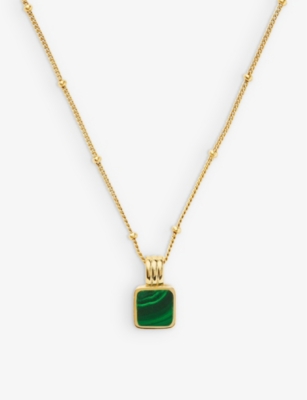 MISSOMA: Missoma x Lucy Williams 18ct recycled yellow gold-plated vermeil recycled sterling-silver and malachite necklace