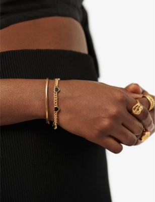MISSOMA WOMENS HEART-CHARM 18CT YELLOW GOLD-PLATED BRASS AND BLACK ONYX BRACELET 64878554