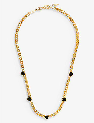 MISSOMA: Heart-charm 18ct yellow gold-plated brass and black onyx necklace