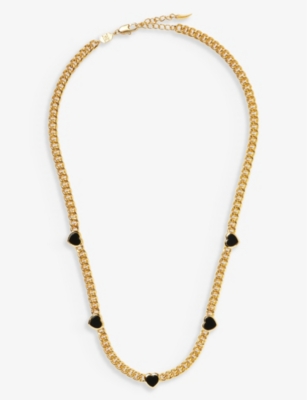 Heart Charm Onyx and Gold Necklace main image 0