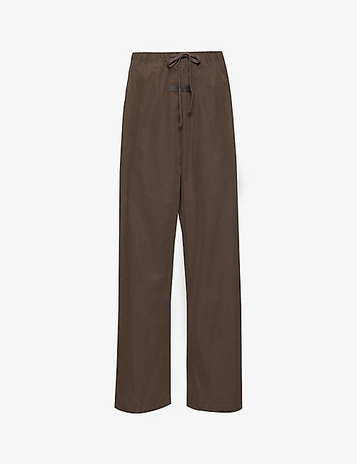 FOG X ESSENTIALS：ESSENTIALS 品牌标签棉混纺中腰直筒裤