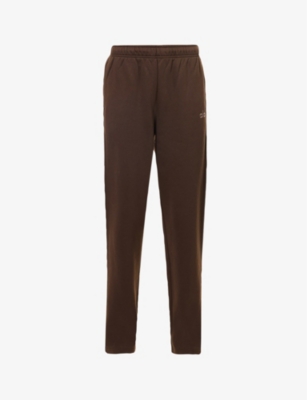 Alo Yoga Womens Espresso Accolade Wide-leg High-rise Cotton-blend Jogging Bottoms In Espresso