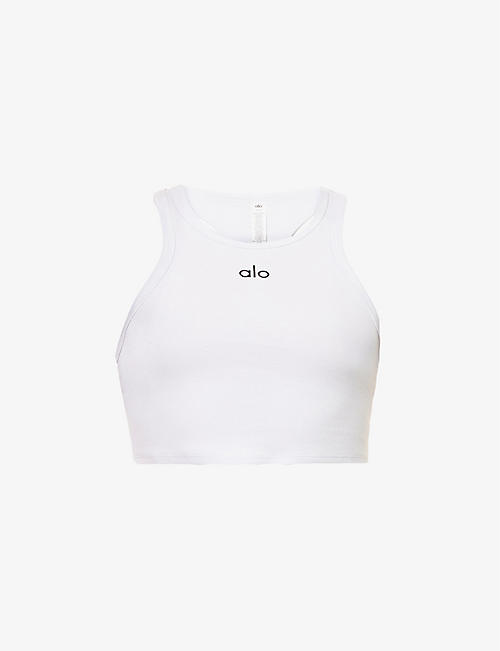 ALO YOGA: Aspire brand-print stretch-cotton tank top