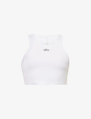 ALO YOGA - Aspire brand-print stretch-cotton tank top