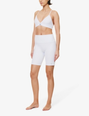 Shop Alo Yoga Women's White Splendor V-neck Stretch-jersey Bra