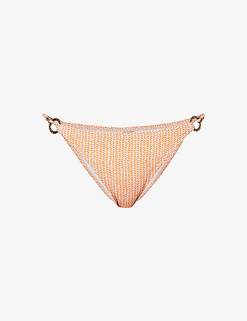 HEIDI KLEIN: Waldorf geometric-pattern stretch-recycled bikini bottoms