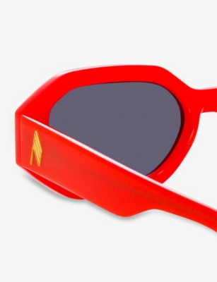 Shop Linda Farrow Womens Red X The Attico Irene Hexagonal Rectangular-frame Acetate Sunglasses