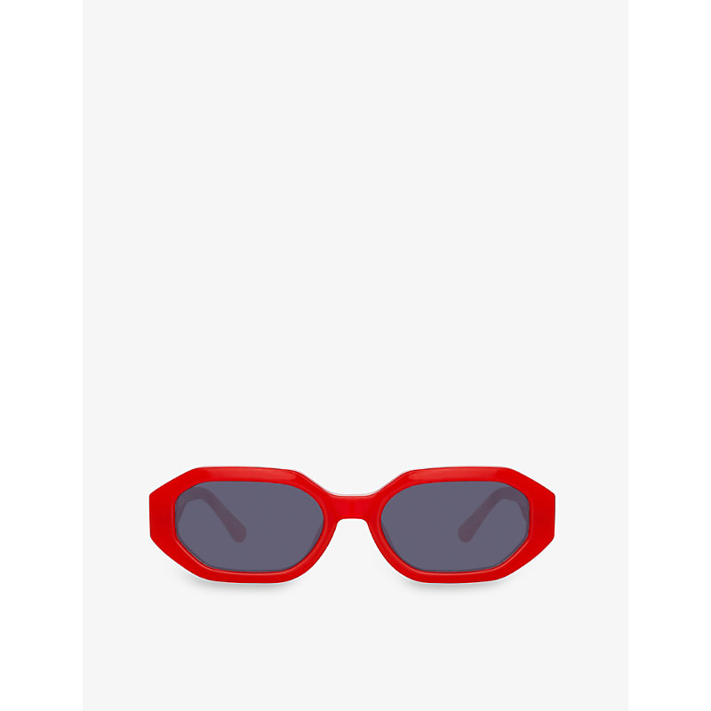 Linda Farrow X The Attico Irene Hexagonal Frame Sunglasses In Red