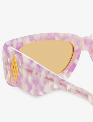 Shop Linda Farrow Womens Purple The Attico X Marfa Rectangular-frame Acetate Sunglasses