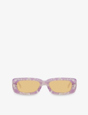 Shop Linda Farrow Womens Purple The Attico X Marfa Rectangular-frame Acetate Sunglasses