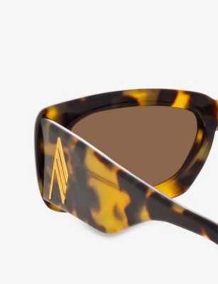 Shop Linda Farrow Womens Black X The Attico Mini Marfa Rectangular-frame Acetate Sunglasses