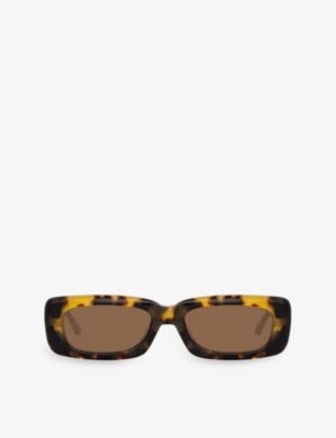 Linda Farrow Womens Black X The Attico Mini Marfa Rectangular-frame Acetate Sunglasses