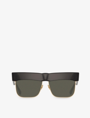 Shop Linda Farrow Womens Black Rosalie Oversized Square-frame Acetate Sunglasses