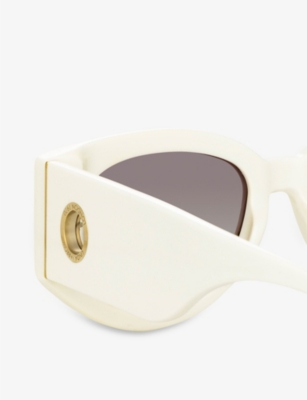 Shop Linda Farrow Womens White Debbie D-frame Acetate Sunglasses