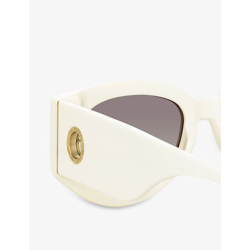 Shop Linda Farrow Womens White Debbie D-frame Acetate Sunglasses