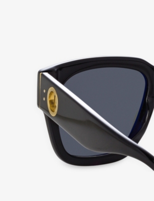 Shop Linda Farrow Women's Black Amber Square-frame Acetate Sunglasses