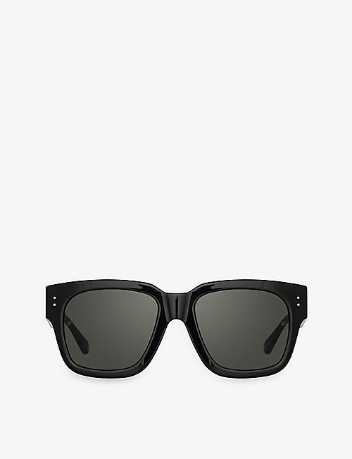 LINDA FARROW: Amber square-frame acetate sunglasses