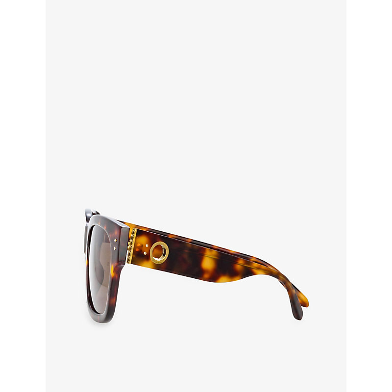 Shop Linda Farrow Womens Brown Amber Tortoiseshell Square-frame Acetate Sunglasses