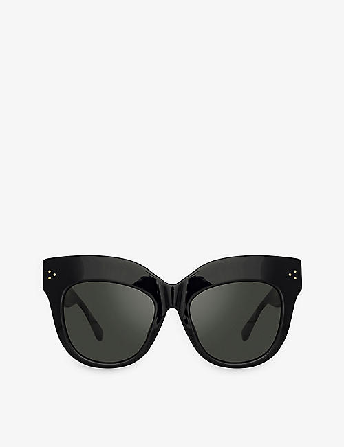 LINDA FARROW: Dunaway oversized cat-eye acetate sunglasses