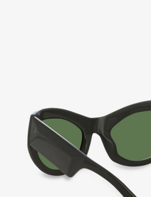 Shop Dries Van Noten Womens Black Dvn209c3sun Arched Acetate Sunglasses